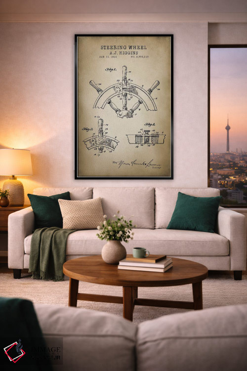 تابلو دکوراتیو دریایی، فرمان کشتی اثر پتنت پرینت استور - D2B