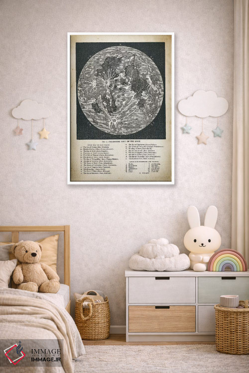 تابلو دکوراتیو نقشه ماه اثر پتنت پرینت استور - D2W