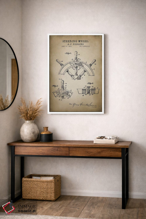 تابلو دکوراتیو دریایی، فرمان کشتی اثر پتنت پرینت استور - D3W