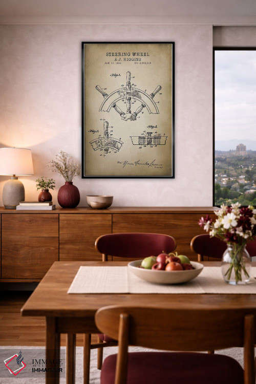 تابلو دکوراتیو دریایی، فرمان کشتی اثر پتنت پرینت استور - D4B