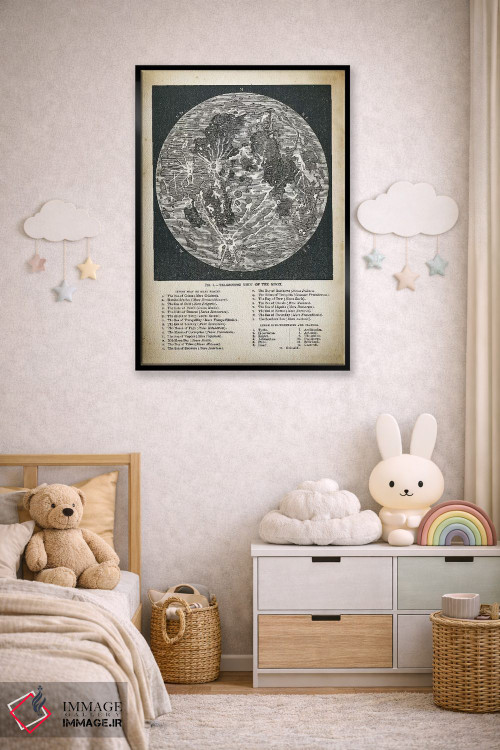 تابلو دکوراتیو نقشه ماه اثر پتنت پرینت استور - D5B