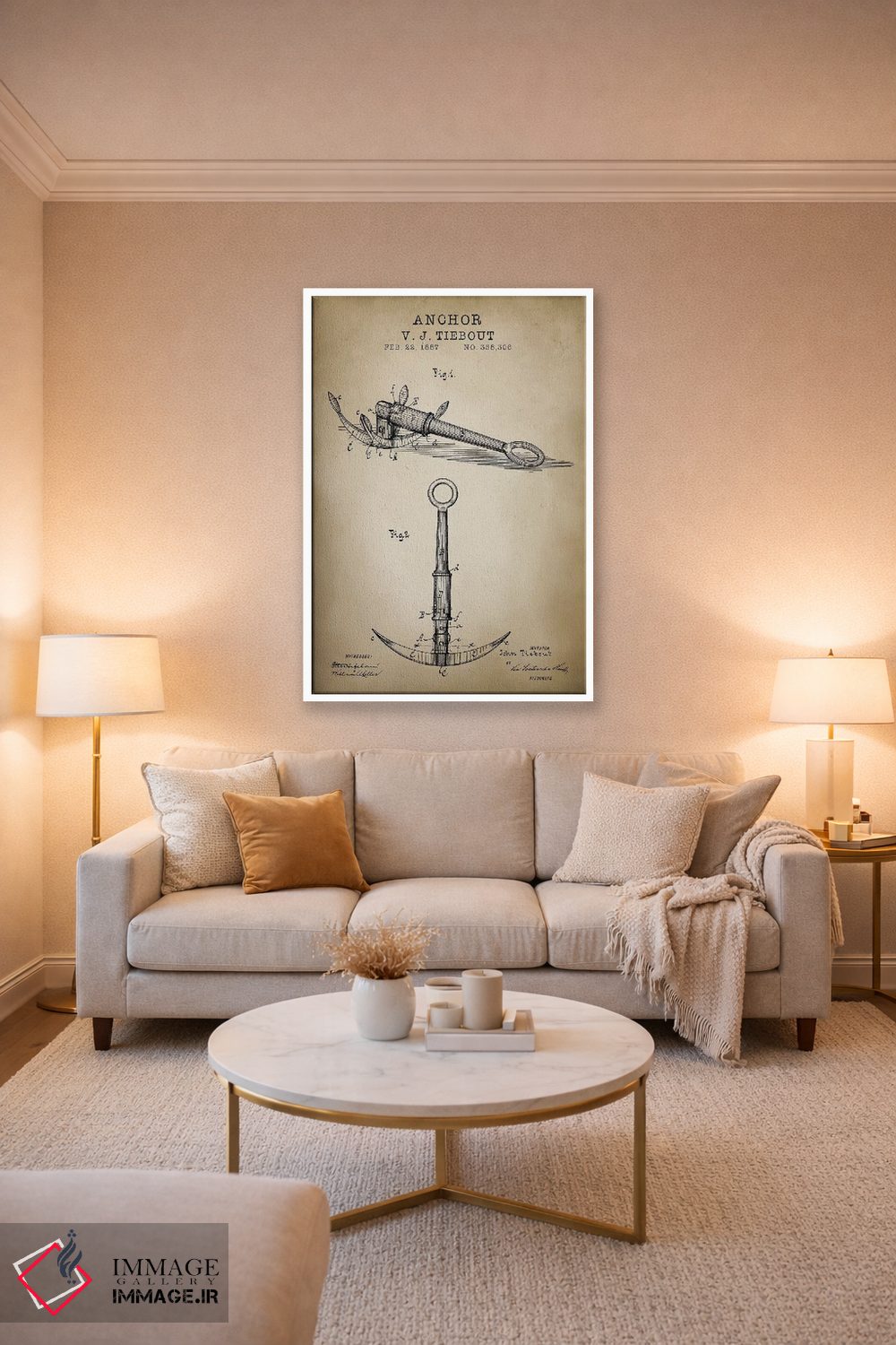 تابلو دکوراتیو دریایی، لنگر اثر پتنت پرینت استور - D4W