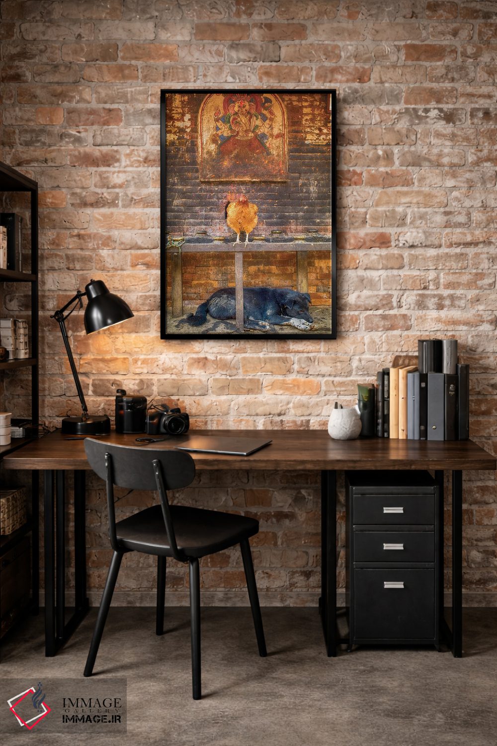 تابلو دکوراتیو بهاکتاپور نپال، گانش، مرغ و سگ خوابیده اثر مارک پائولدا - D4B