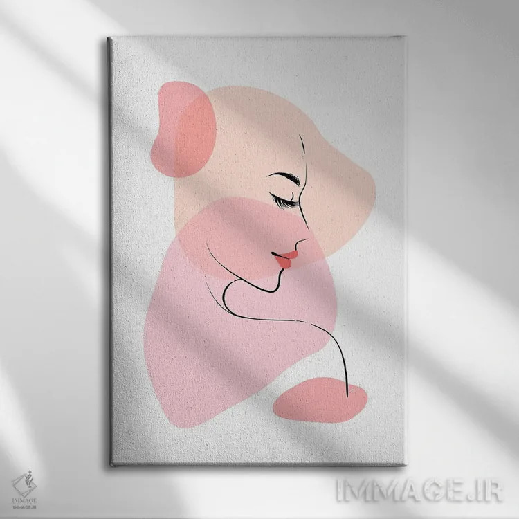تابلو مینیمال خط نگاره زن زیبا اثر مارتینا پاولوا - نمای روبهرو روی دیوار