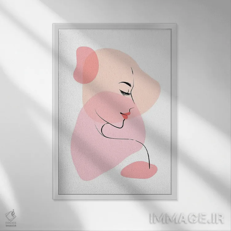 تابلو مینیمال خط نگاره زن زیبا اثر مارتینا پاولوا - نمای قابدار سفید