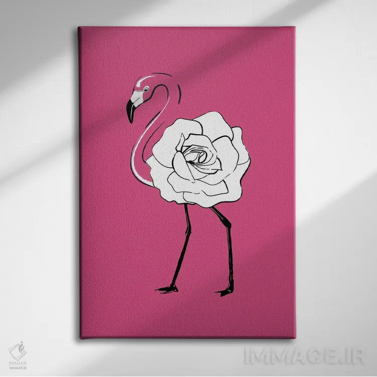 تابلو مدرن فلامینگو رز اثر مارتینا پاولوا - نمای روبهرو روی دیوار