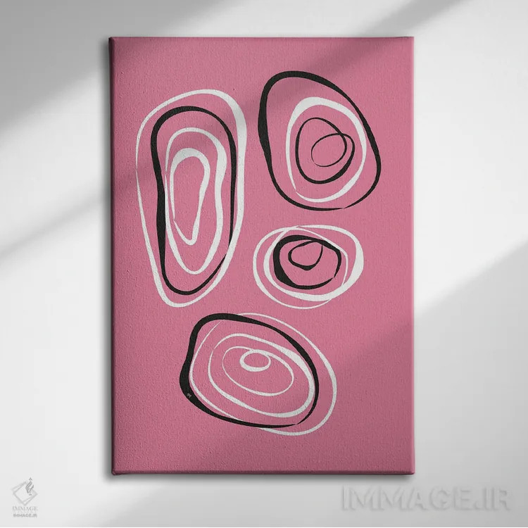 تابلو مینیمال دایره های انتزاعی اثر مارتینا پاولوا - نمای روبهرو روی دیوار
