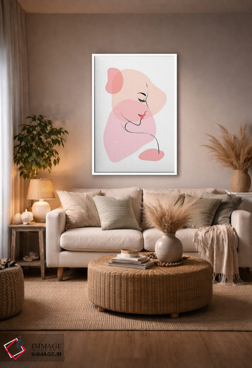 تابلو مینیمال خط نگاره زن زیبا اثر مارتینا پاولوا - D3W