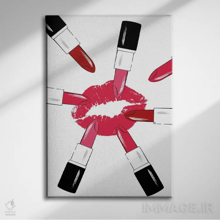 تابلو دکوراتیو رژلب های قرمز اثر مارتینا پاولوا - نمای روبهرو روی دیوار