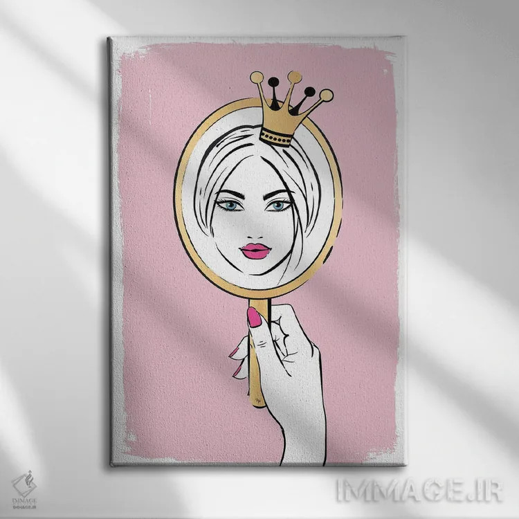 تابلو دکوراتیو دختر آینه اثر مارتینا پاولوا - نمای روبهرو روی دیوار