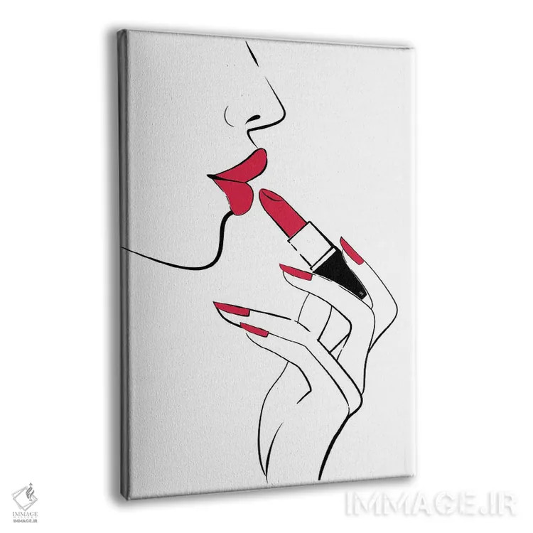 تابلو مینیمال لب های قرمز اثر مارتینا پاولوا - نمای پرسپکتیو محصول