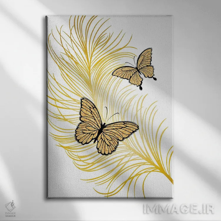 تابلو دکوراتیو پر طلایی لوکس اثر مارتینا پاولوا - نمای روبهرو روی دیوار