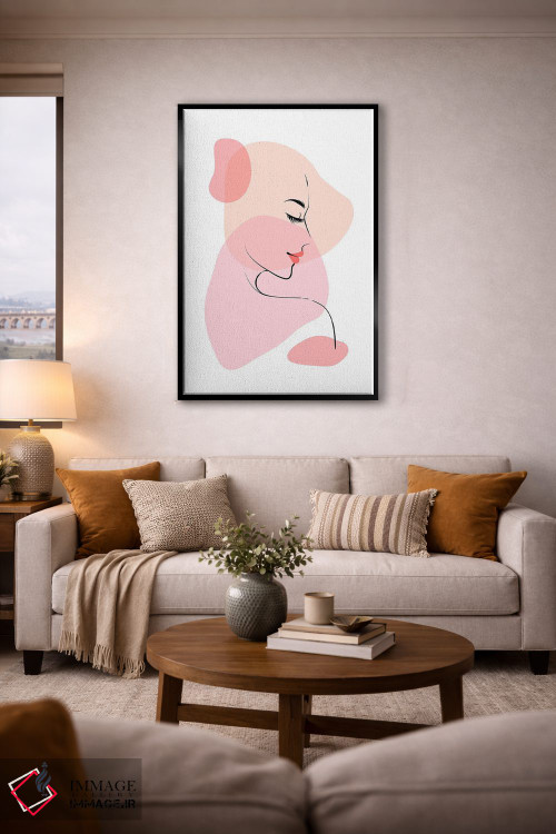 تابلو مینیمال خط نگاره زن زیبا اثر مارتینا پاولوا - D5B