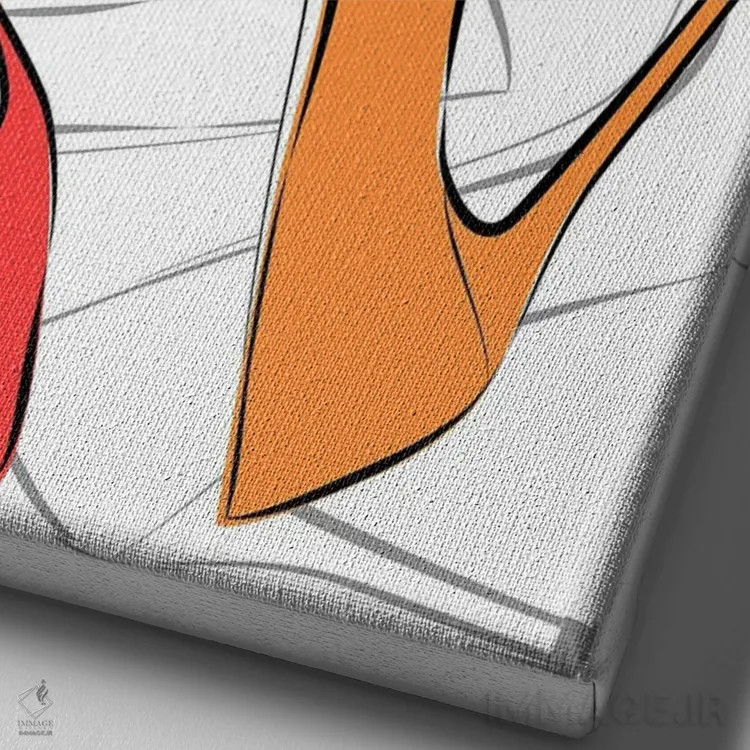 تابلو دکوراتیو کفش های پاشنه بلند شاد اثر مارتینا پاولوا - نمای نزدیک بافت بوم