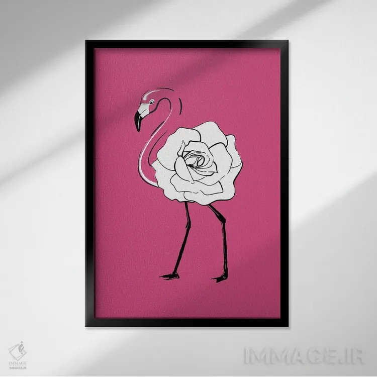 تابلو مدرن فلامینگو رز اثر مارتینا پاولوا - نمای قابدار مشکی