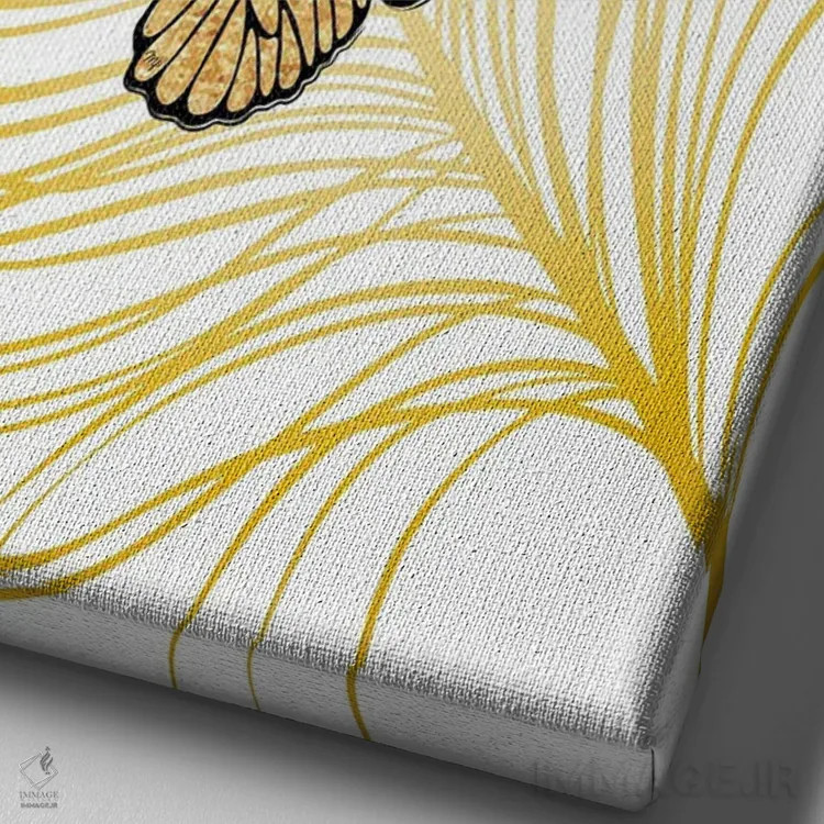 تابلو دکوراتیو پر طلایی لوکس اثر مارتینا پاولوا - نمای نزدیک بافت بوم