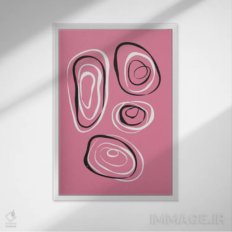 تابلو مینیمال دایره های انتزاعی اثر مارتینا پاولوا - نمای قابدار سفید