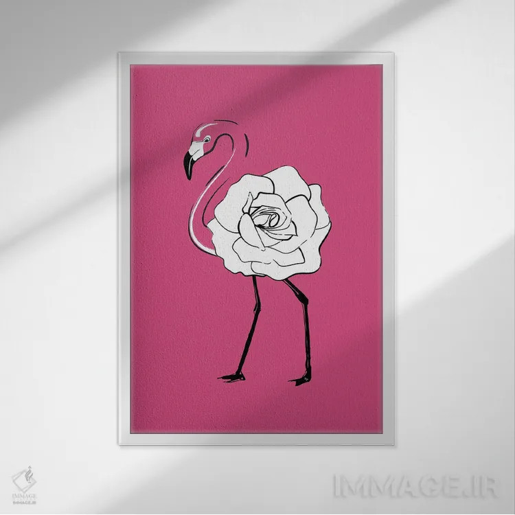 تابلو مدرن فلامینگو رز اثر مارتینا پاولوا - نمای قابدار سفید