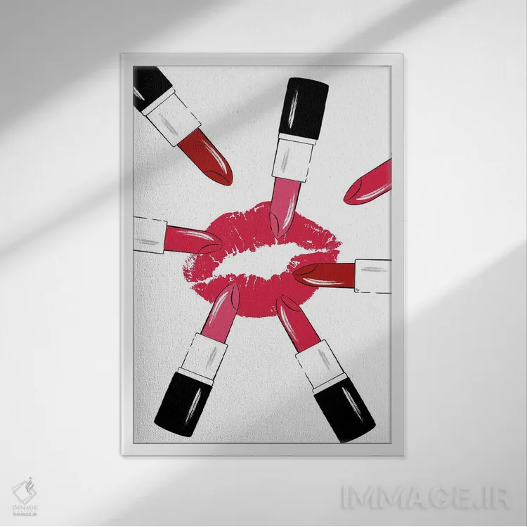 تابلو دکوراتیو رژلب های قرمز اثر مارتینا پاولوا - نمای قابدار سفید