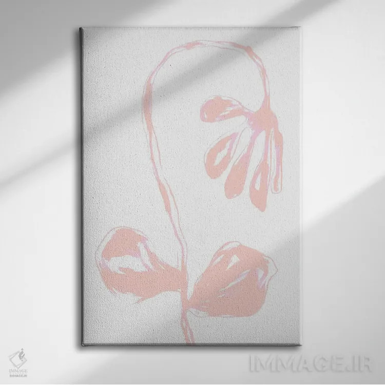 تابلو مینیمال شکوفه پرز هلو اثر مارتینا پاولوا - نمای روبهرو روی دیوار