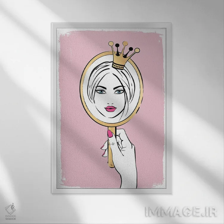 تابلو دکوراتیو دختر آینه اثر مارتینا پاولوا - نمای قابدار سفید