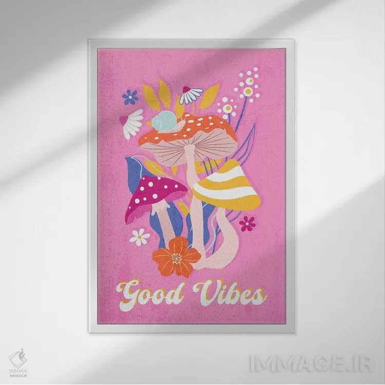 تابلو دکوراتیو قارچ های انرژی مثبت اثر مارتینا پاولوا - نمای قابدار سفید