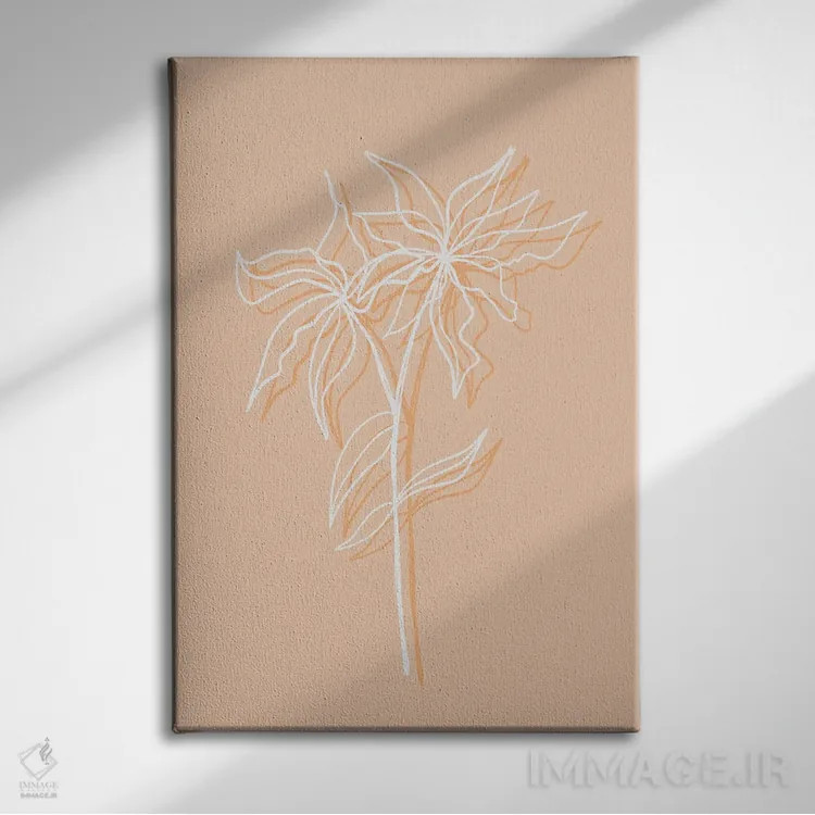 تابلو مینیمال سایه گل پرز هلو اثر مارتینا پاولوا - نمای روبهرو روی دیوار