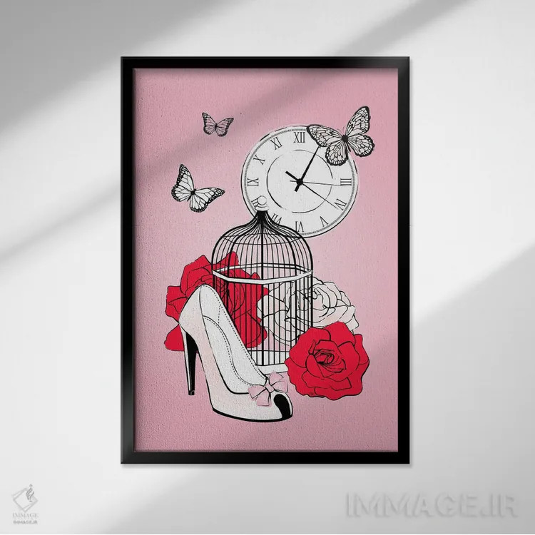 تابلو دکوراتیو قفس رمانتیک اثر مارتینا پاولوا - نمای قابدار مشکی