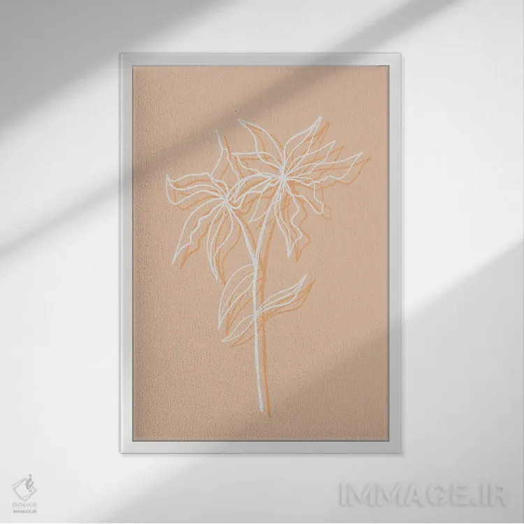 تابلو مینیمال سایه گل پرز هلو اثر مارتینا پاولوا - نمای قابدار سفید