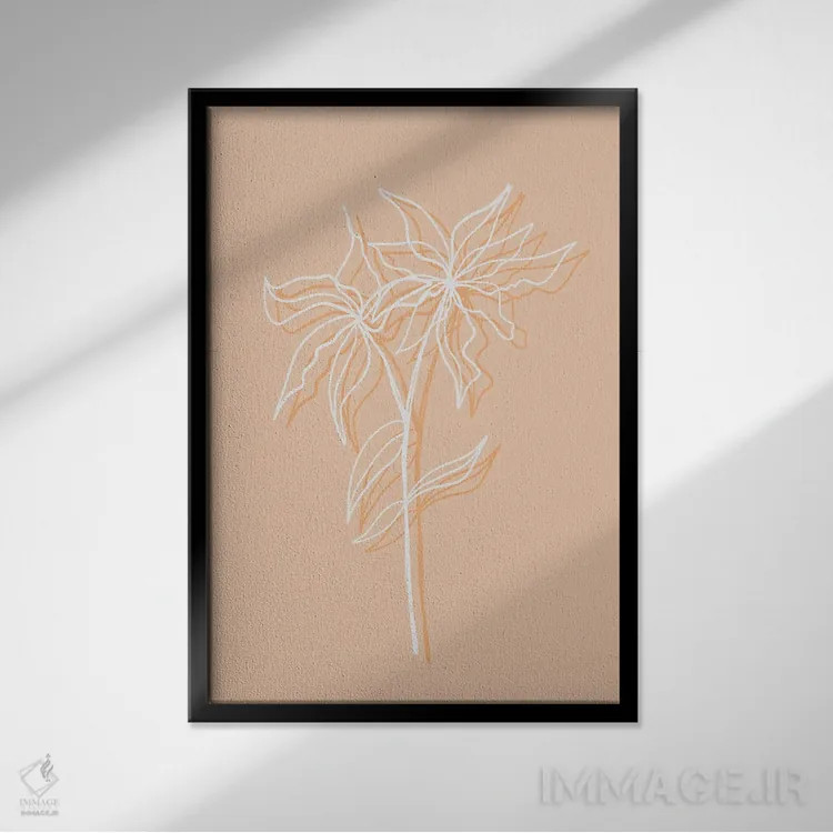 تابلو مینیمال سایه گل پرز هلو اثر مارتینا پاولوا - نمای قابدار مشکی