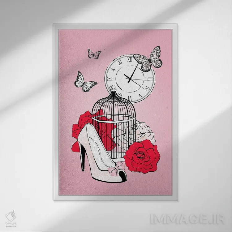 تابلو دکوراتیو قفس رمانتیک اثر مارتینا پاولوا - نمای قابدار سفید