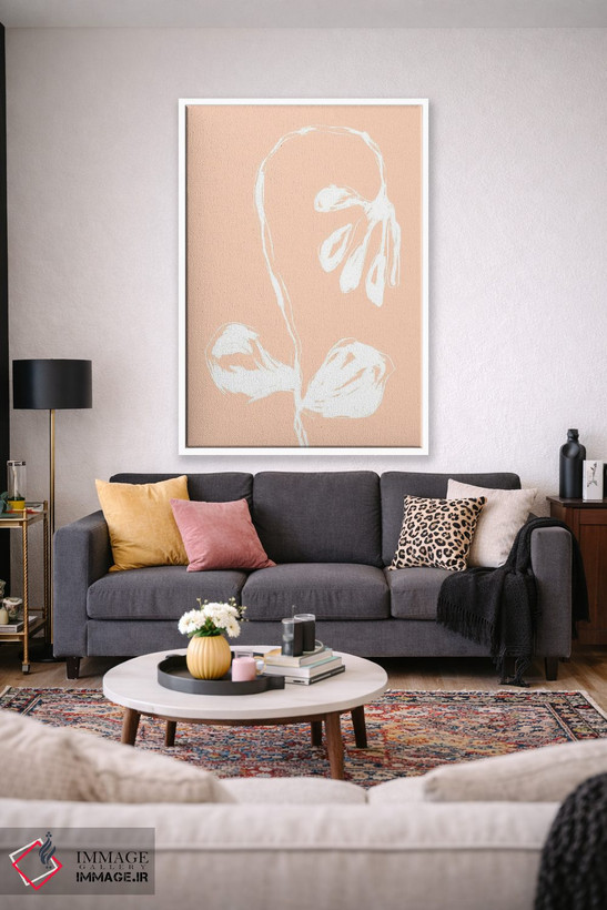 تابلو مینیمال گل پرز هلو اثر مارتینا پاولوا - D1W