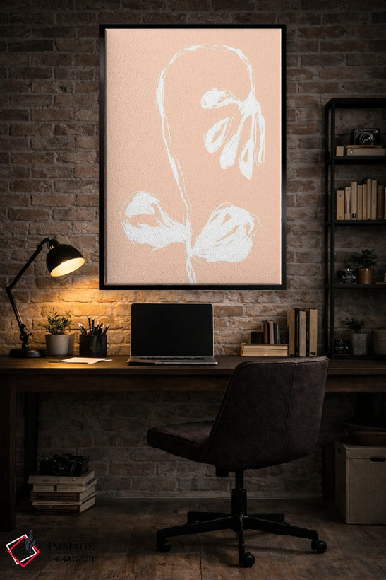 تابلو مینیمال گل پرز هلو اثر مارتینا پاولوا - D6B