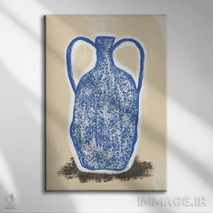 تابلو دکوراتیو گلدان بزرگ آبی اثر مارتینا پاولوا - نمای روبهرو روی دیوار