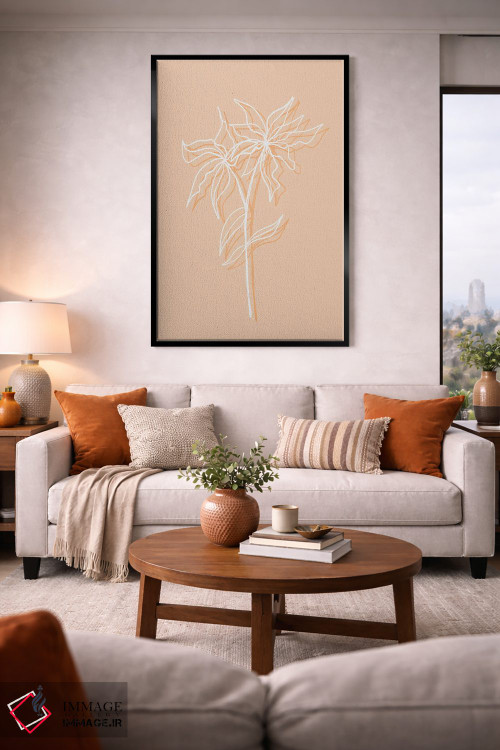 تابلو مینیمال سایه گل پرز هلو اثر مارتینا پاولوا - D1B