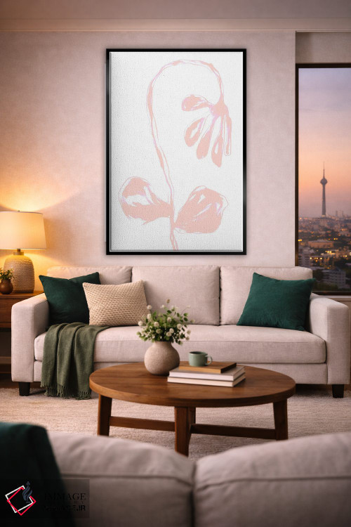 تابلو مینیمال شکوفه پرز هلو اثر مارتینا پاولوا - D2B