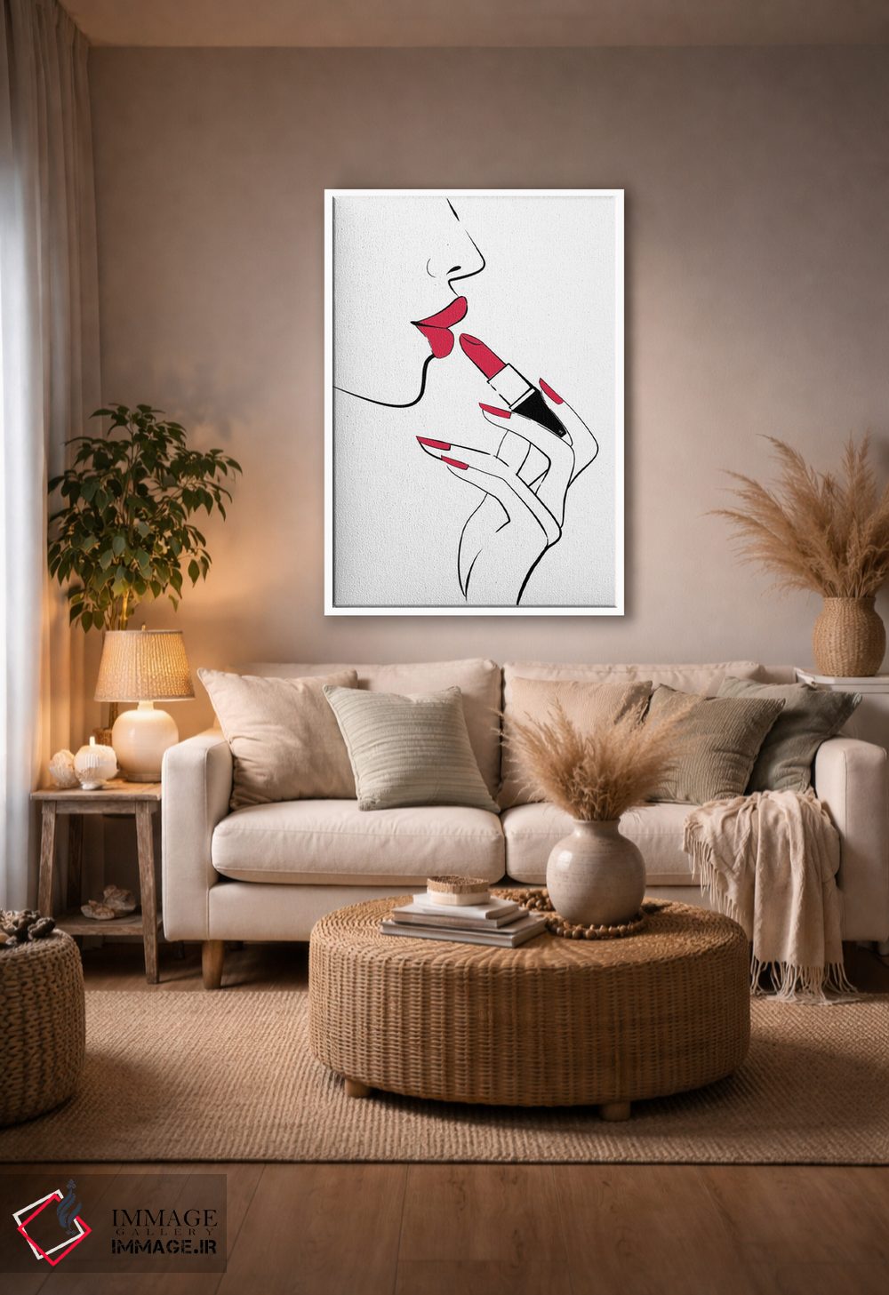 تابلو مینیمال لب های قرمز اثر مارتینا پاولوا - D4W