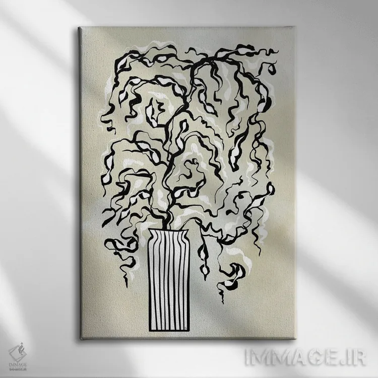 تابلو دکوراتیو شاخه های سیاه اثر مارتینا پاولوا - نمای روبهرو روی دیوار