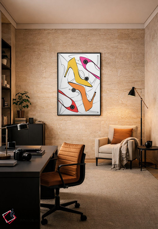 تابلو دکوراتیو کفش های پاشنه بلند شاد اثر مارتینا پاولوا - D6B