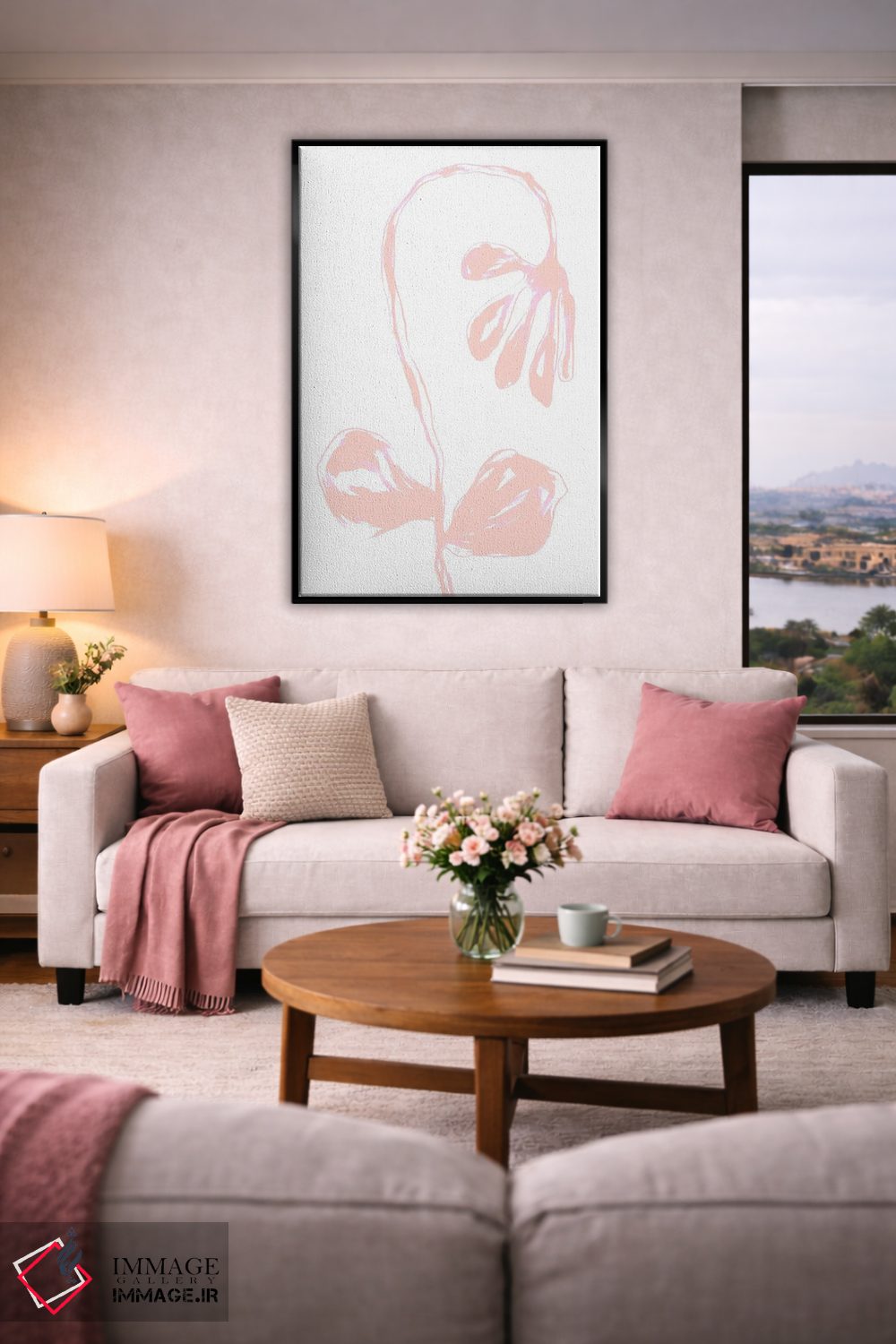 تابلو مینیمال شکوفه پرز هلو اثر مارتینا پاولوا - D4B