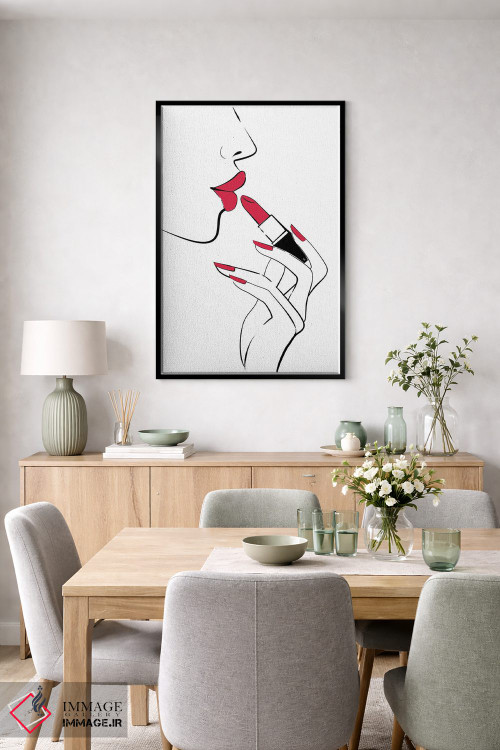 تابلو مینیمال لب های قرمز اثر مارتینا پاولوا - D5B