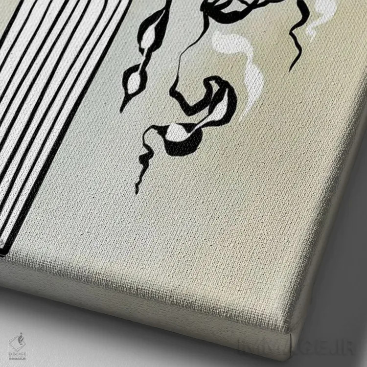 تابلو دکوراتیو شاخه های سیاه اثر مارتینا پاولوا - نمای نزدیک بافت بوم