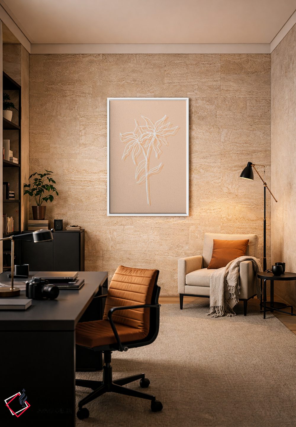 تابلو مینیمال سایه گل پرز هلو اثر مارتینا پاولوا - D6W