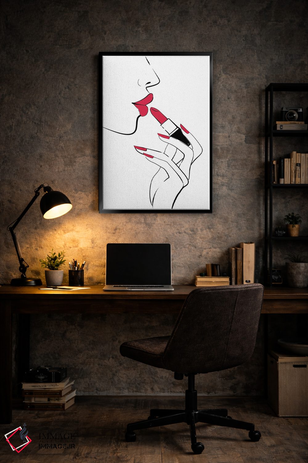 تابلو مینیمال لب های قرمز اثر مارتینا پاولوا - D6B