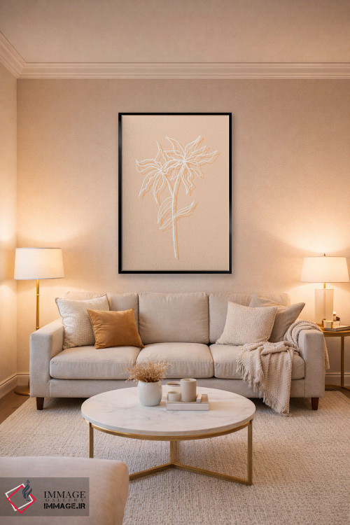 تابلو مینیمال سایه گل پرز هلو اثر مارتینا پاولوا - D5B