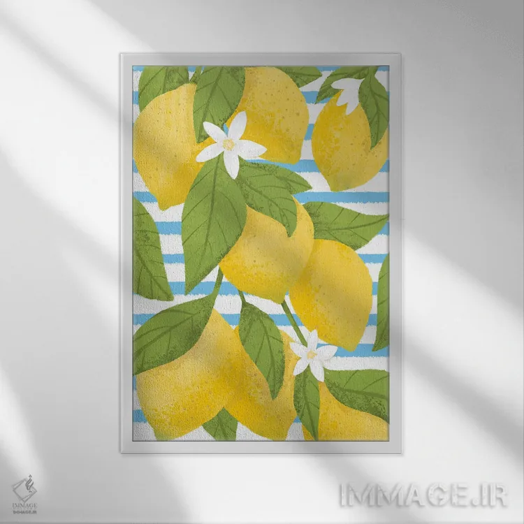 تابلو دکوراتیو لیموهای پوزیتانو اثر مارتینا پاولوا - نمای قابدار سفید
