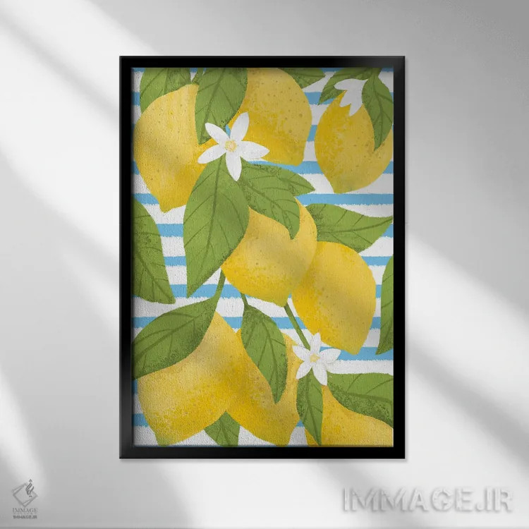 تابلو دکوراتیو لیموهای پوزیتانو اثر مارتینا پاولوا - نمای قابدار مشکی