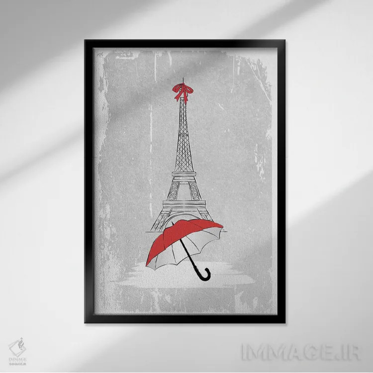 تابلو دکوراتیو باران در پاریس اثر مارتینا پاولوا - نمای قابدار مشکی