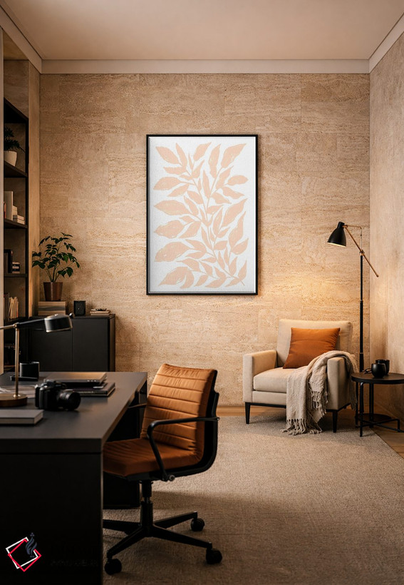 تابلو مینیمال گیاه پرز هلو اثر مارتینا پاولوا - D6B