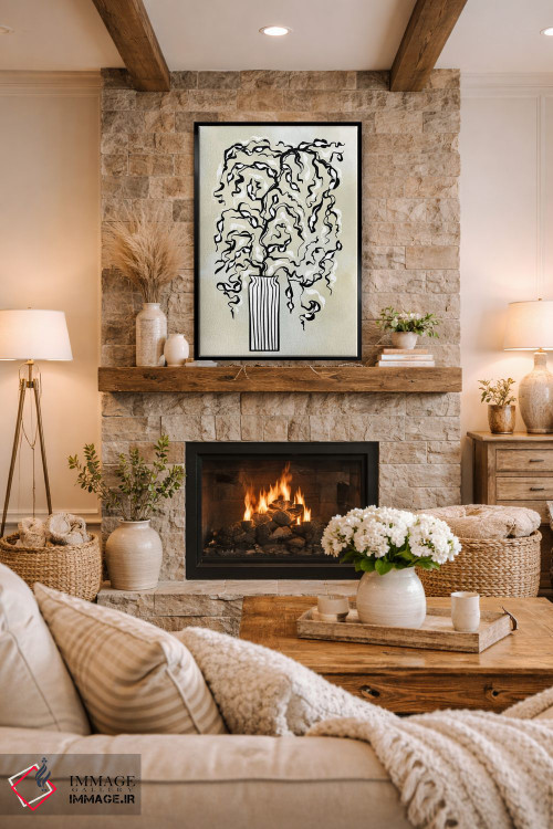 تابلو دکوراتیو شاخه های سیاه اثر مارتینا پاولوا - D1B